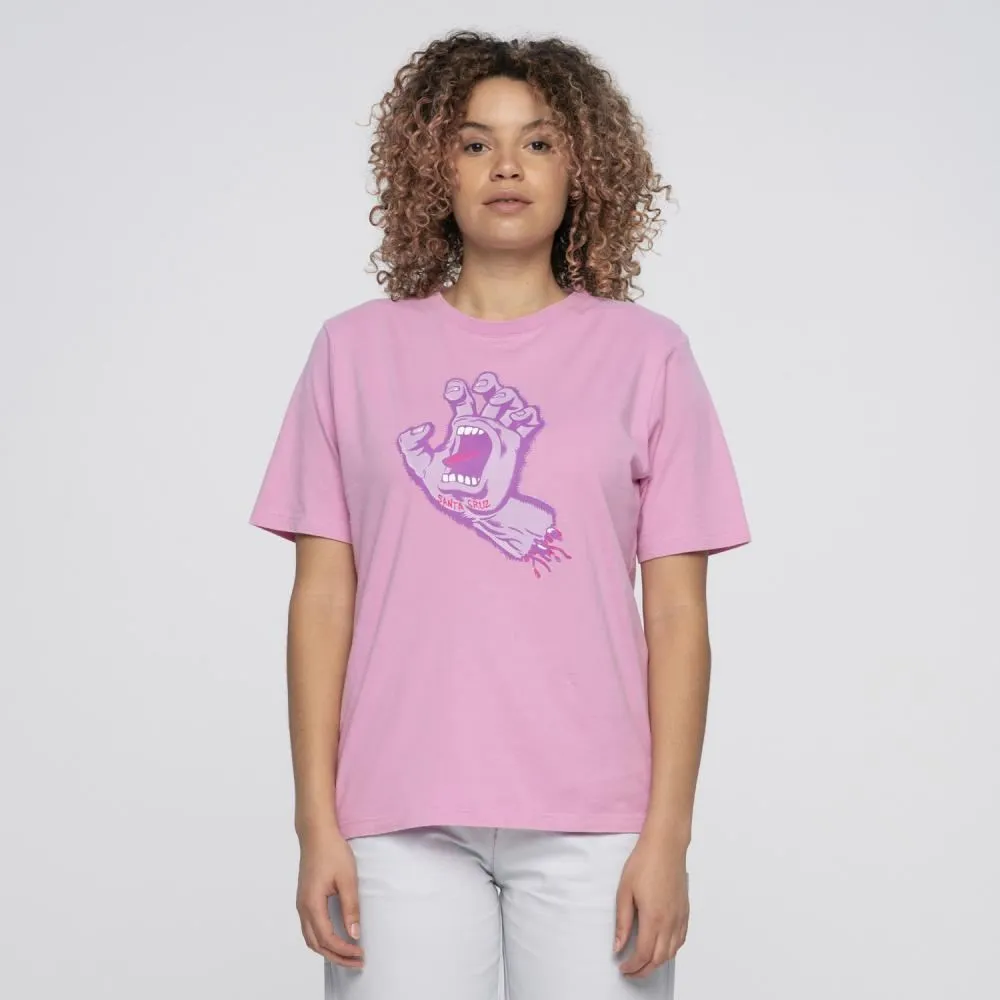 Santa Cruz Womens T-Shirt Rigid Screaming Hand T-Shirt - Rose Wash