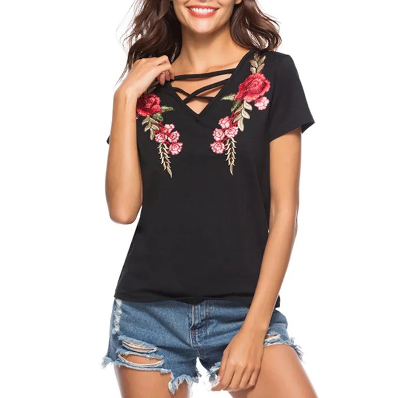 Sexy Embroidered Top T-shirt