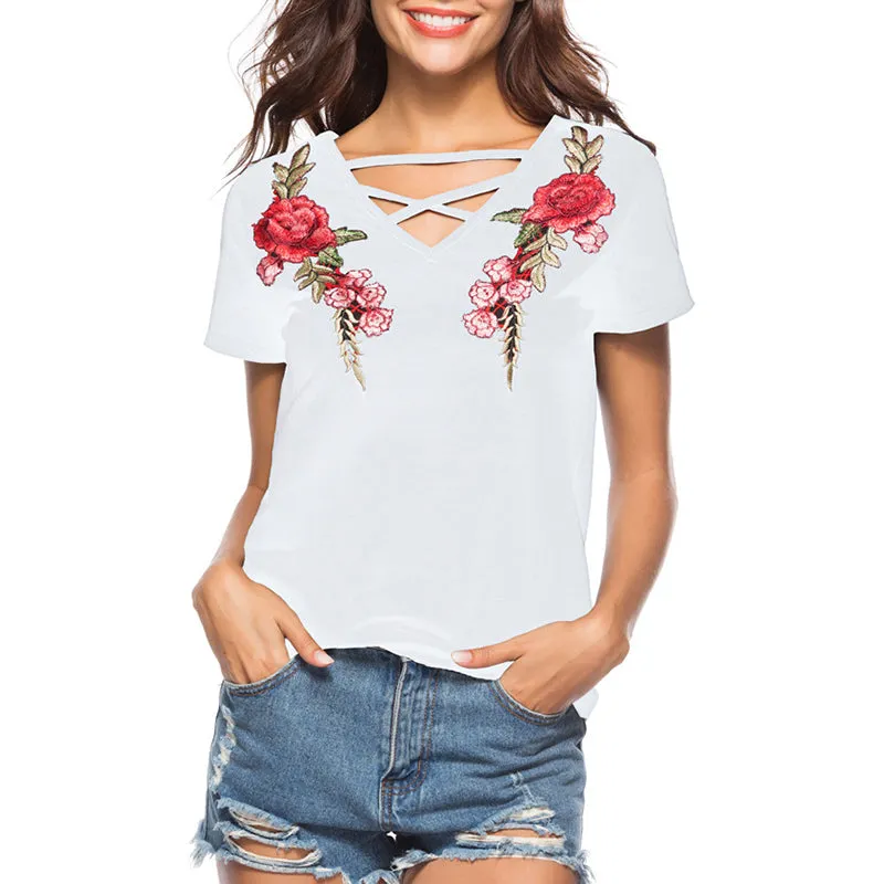 Sexy Embroidered Top T-shirt