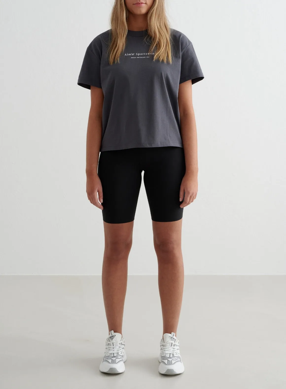 Shadow Grey Serif Boxy T-shirt
