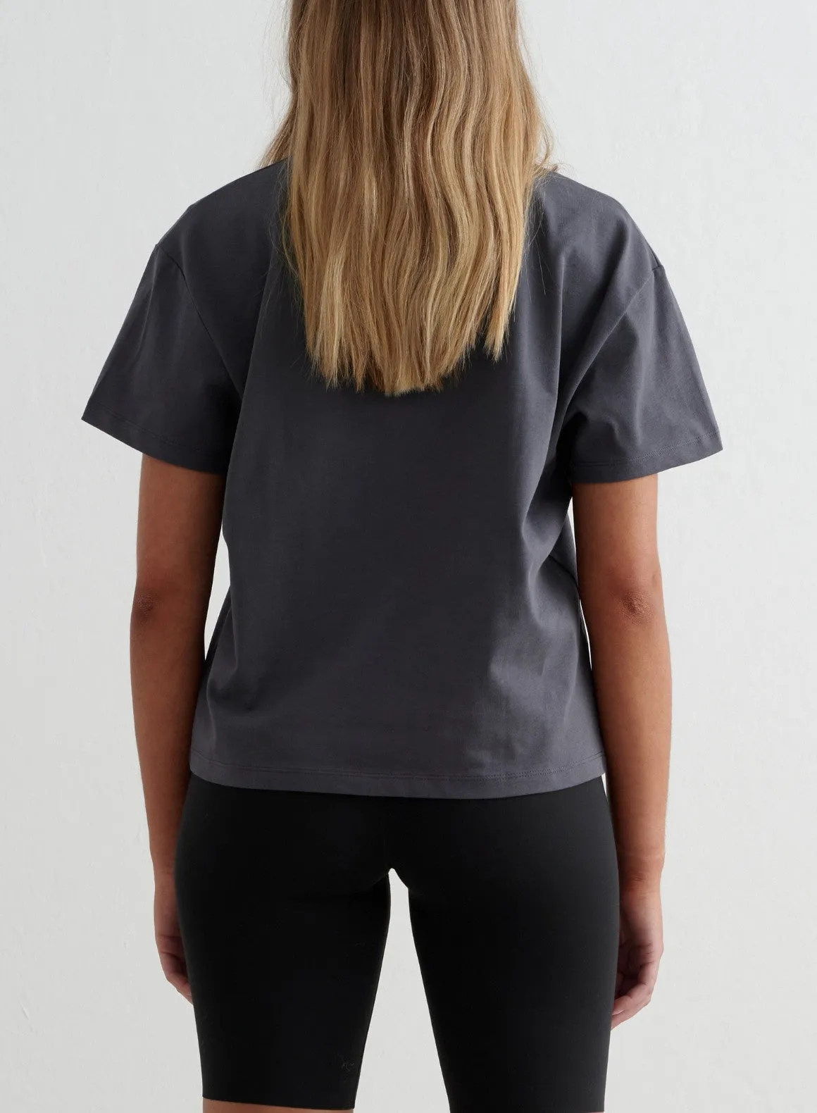 Shadow Grey Serif Boxy T-shirt