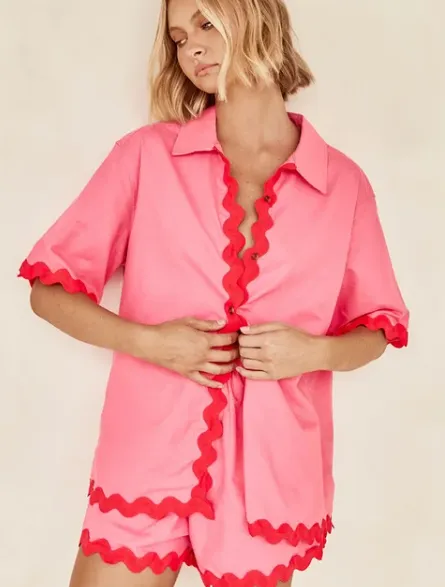 Short Sleeve Linen Shirt and Tailored Shorts Set