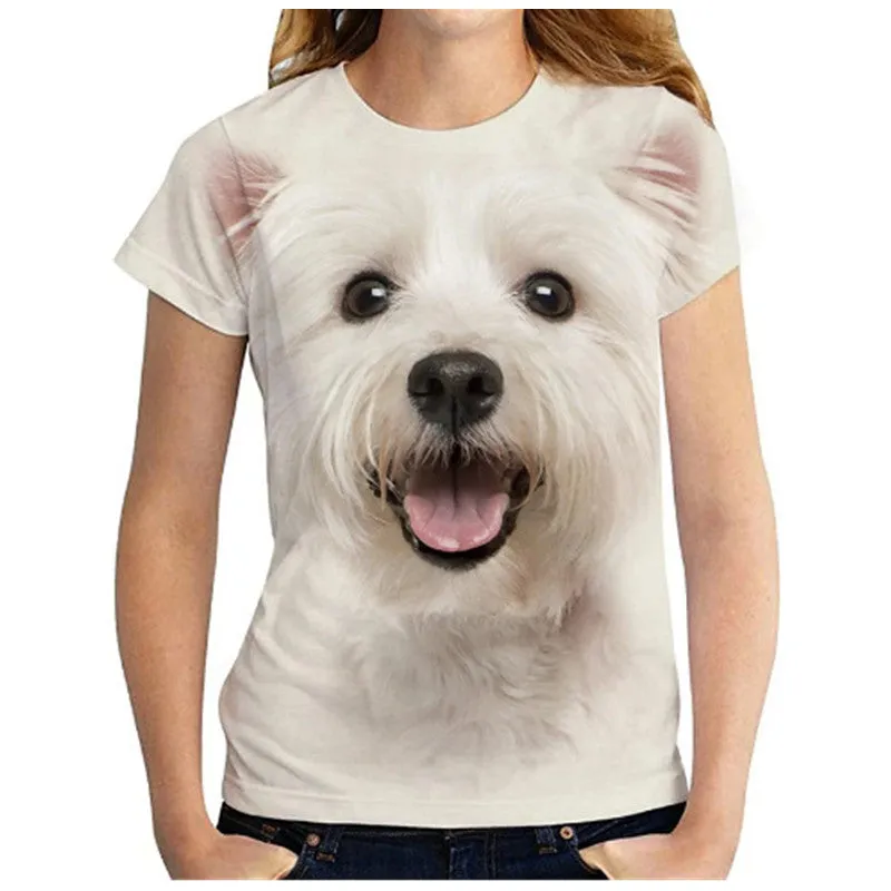Short-sleeved Sports Loose Cute Puppy Cartoon Animation Printing Women's Clothing