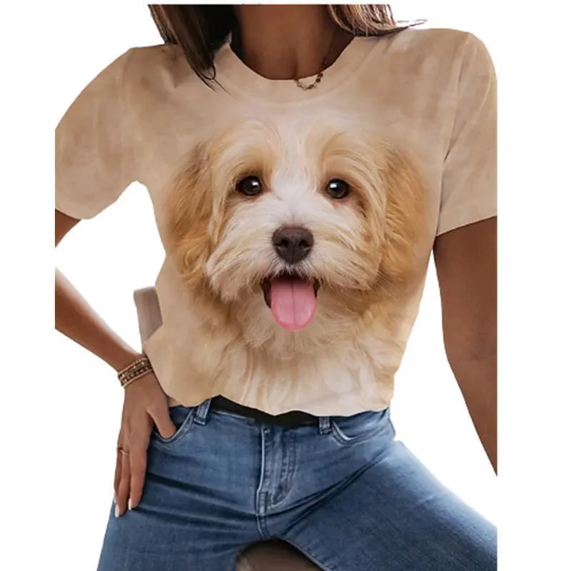Short-sleeved Sports Loose Cute Puppy Cartoon Animation Printing Women's Clothing