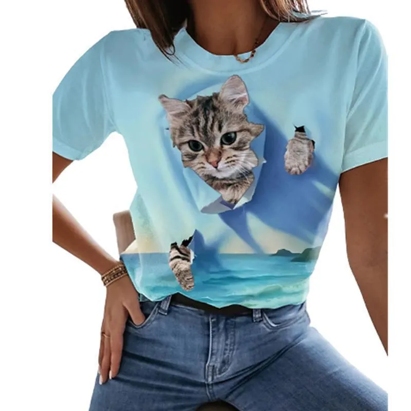 Short-sleeved Sports Loose Cute Puppy Cartoon Animation Printing Women's Clothing