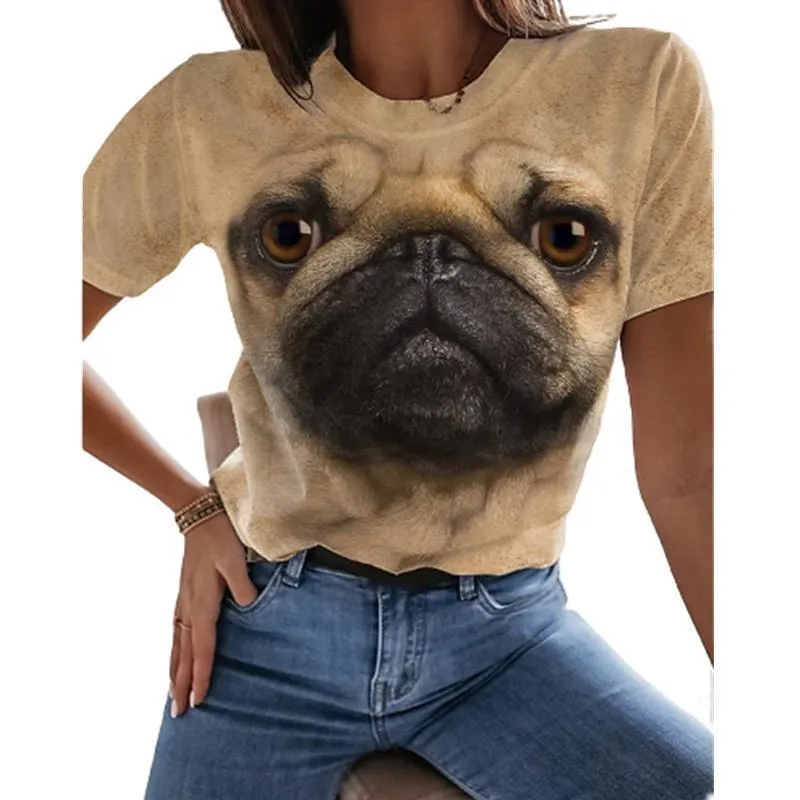 Short-sleeved Sports Loose Cute Puppy Cartoon Animation Printing Women's Clothing