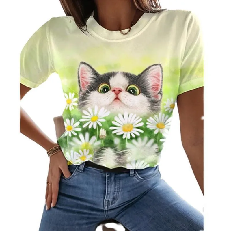 Short-sleeved Sports Loose Cute Puppy Cartoon Animation Printing Women's Clothing