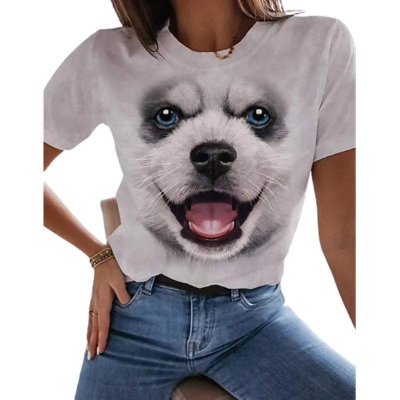 Short-sleeved Sports Loose Cute Puppy Cartoon Animation Printing Women's Clothing