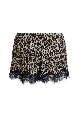 Silk Print Coco Lace Shorts Mocca