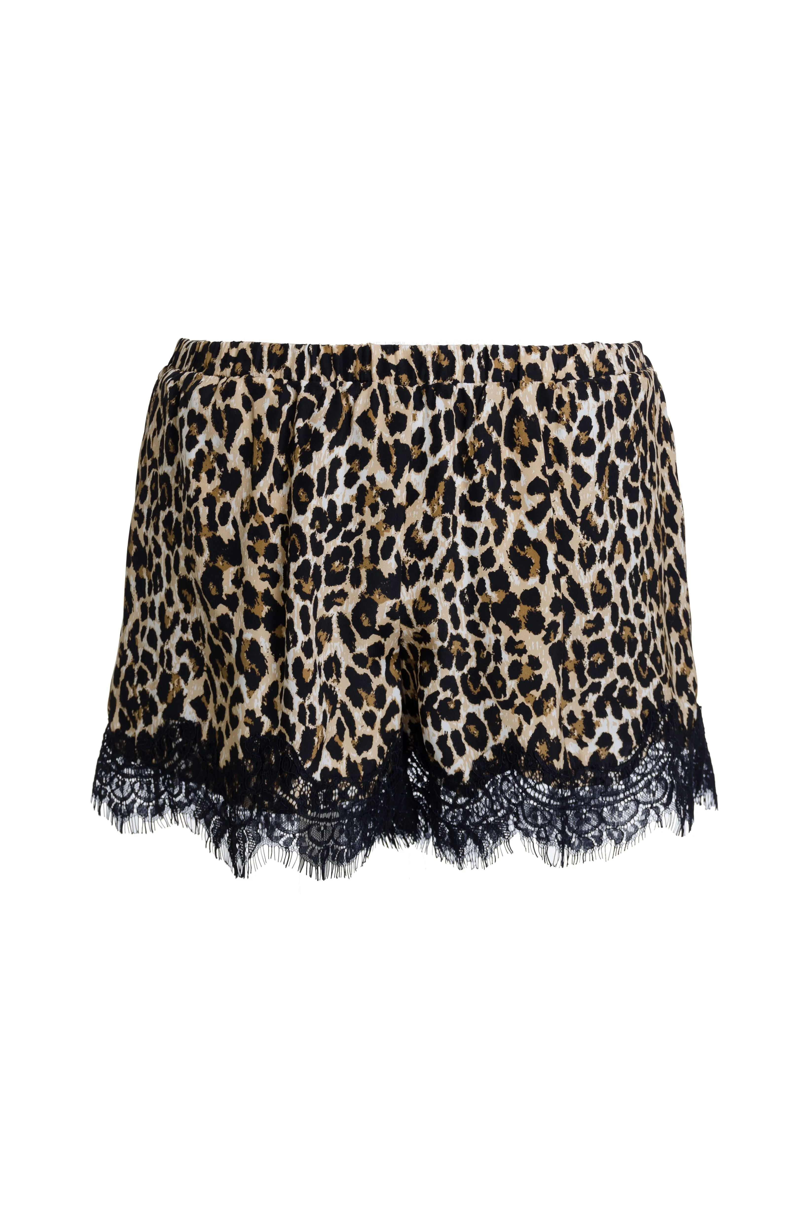Silk Print Coco Lace Shorts Mocca