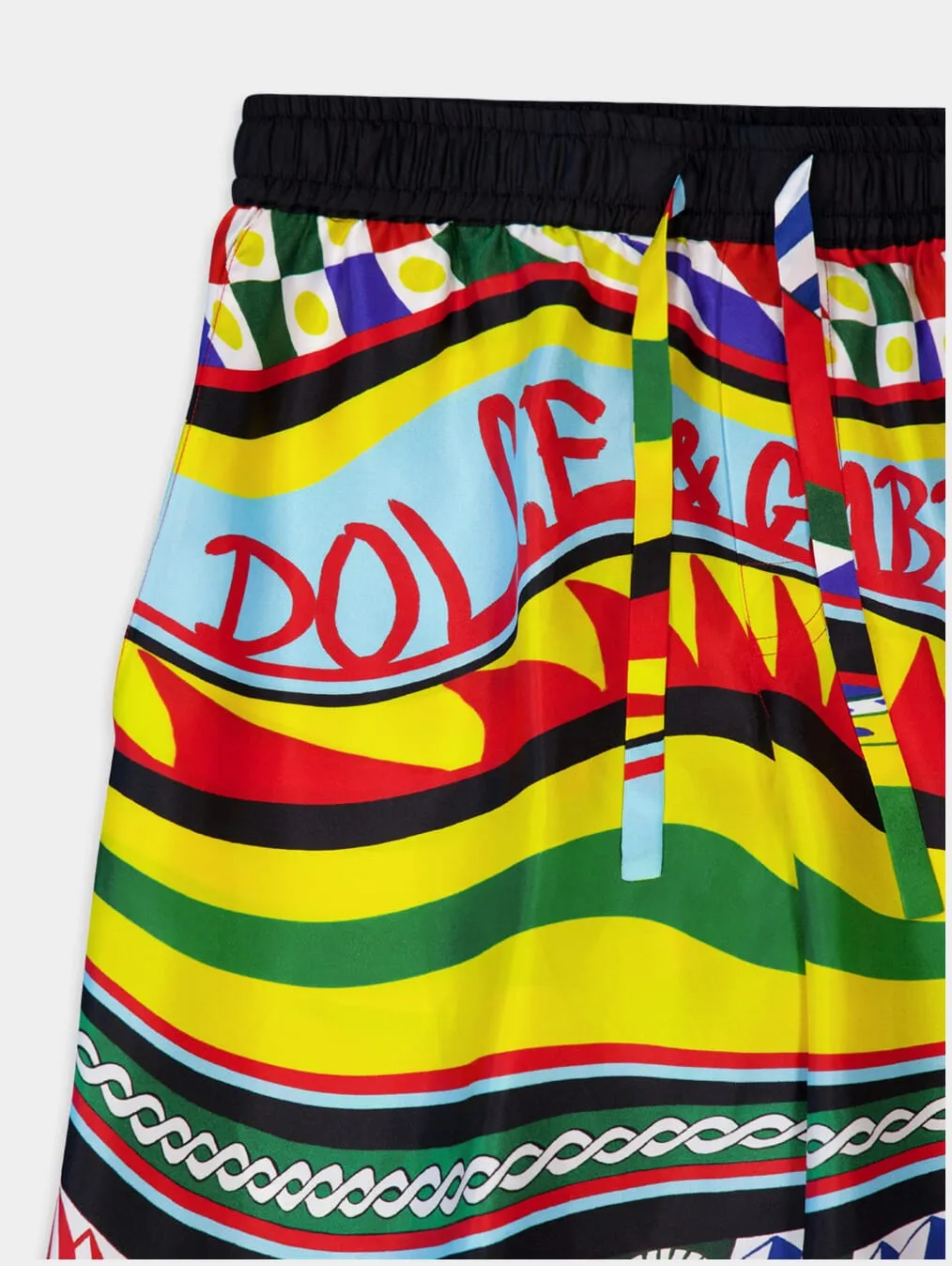 Silk Twill Shorts With Carretto Print