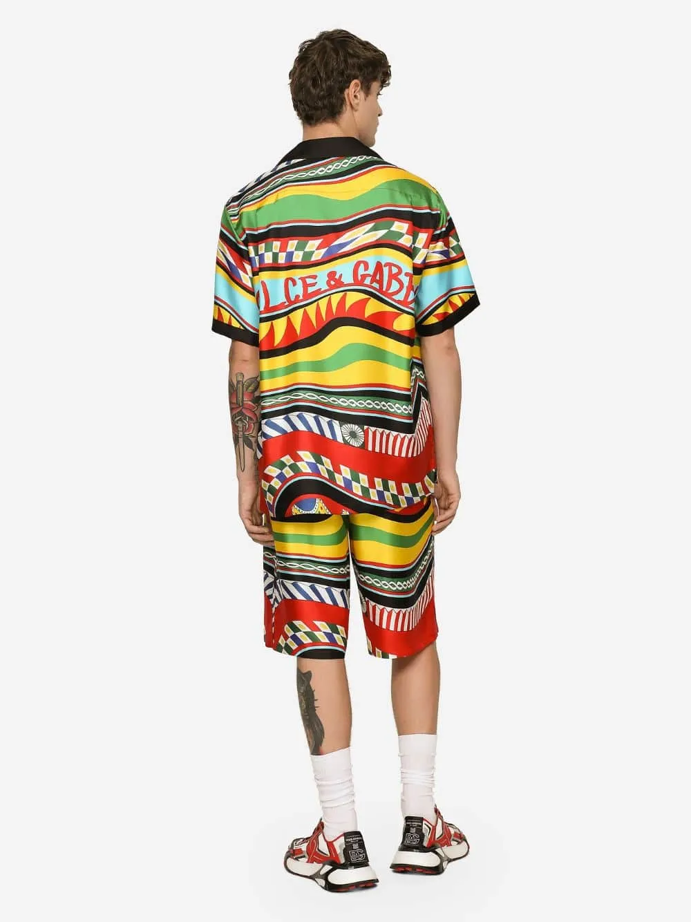 Silk Twill Shorts With Carretto Print