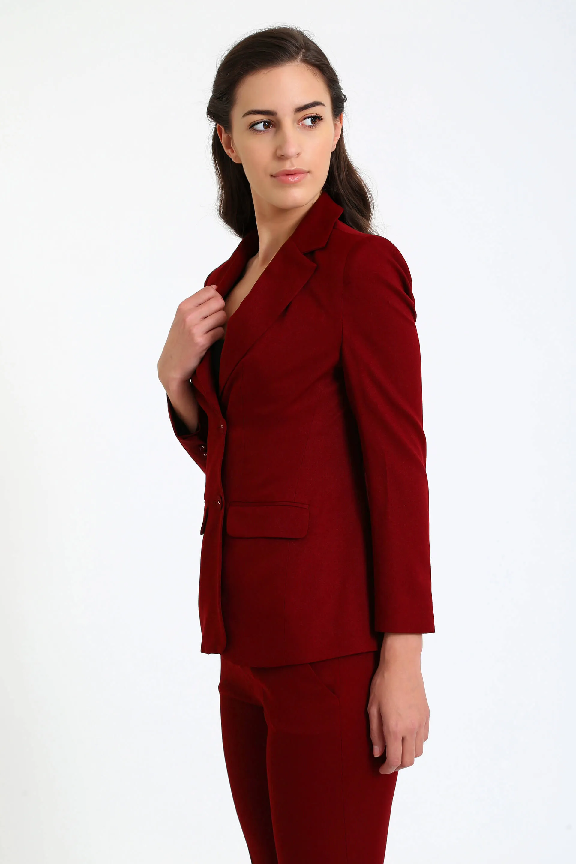 Sincere-Maroon Single Breasted Blazer - Maroon