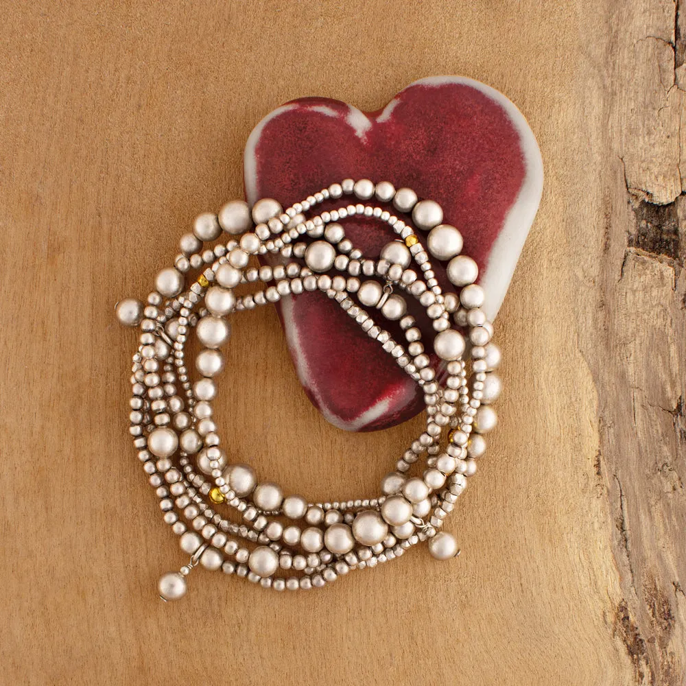 Smoldering Silver Bonfire Stretch Bracelet Set