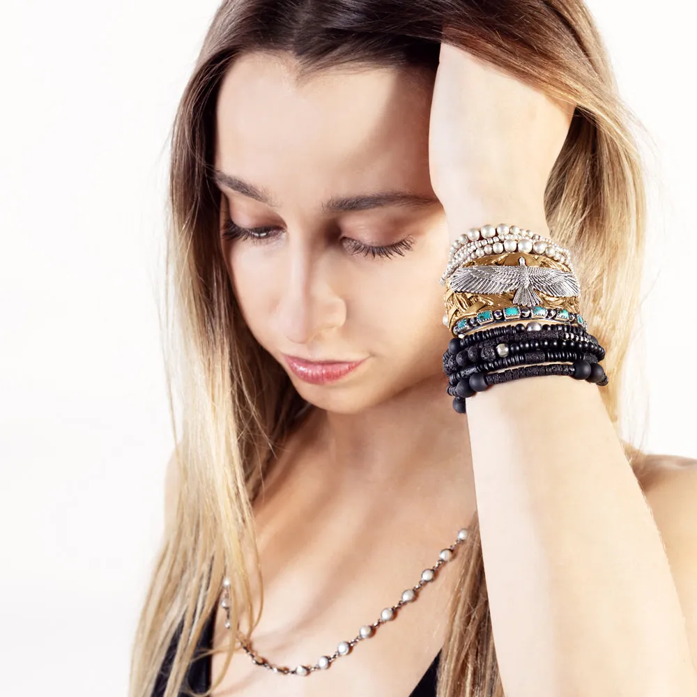 Smoldering Silver Bonfire Stretch Bracelet Set