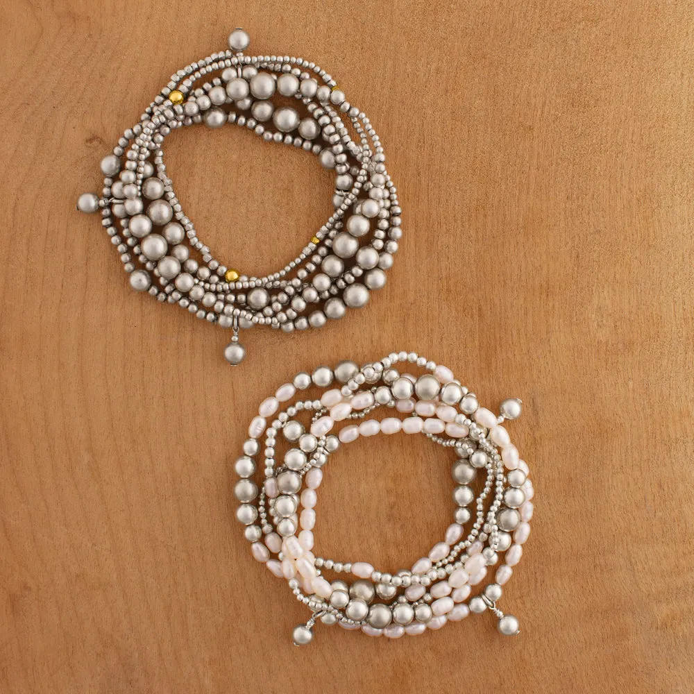 Smoldering Silver Bonfire Stretch Bracelet Set