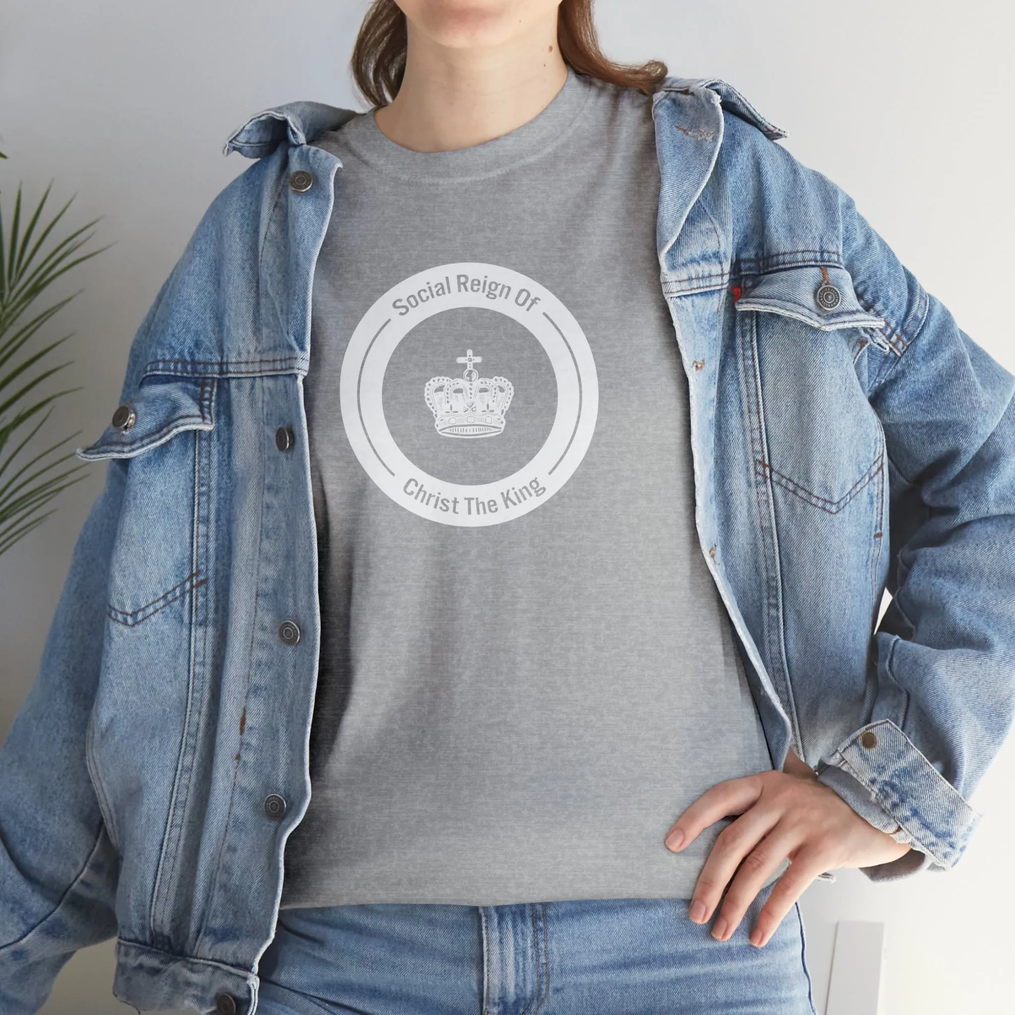 Social Reign of Christ the King woman's White Circle t-shirt