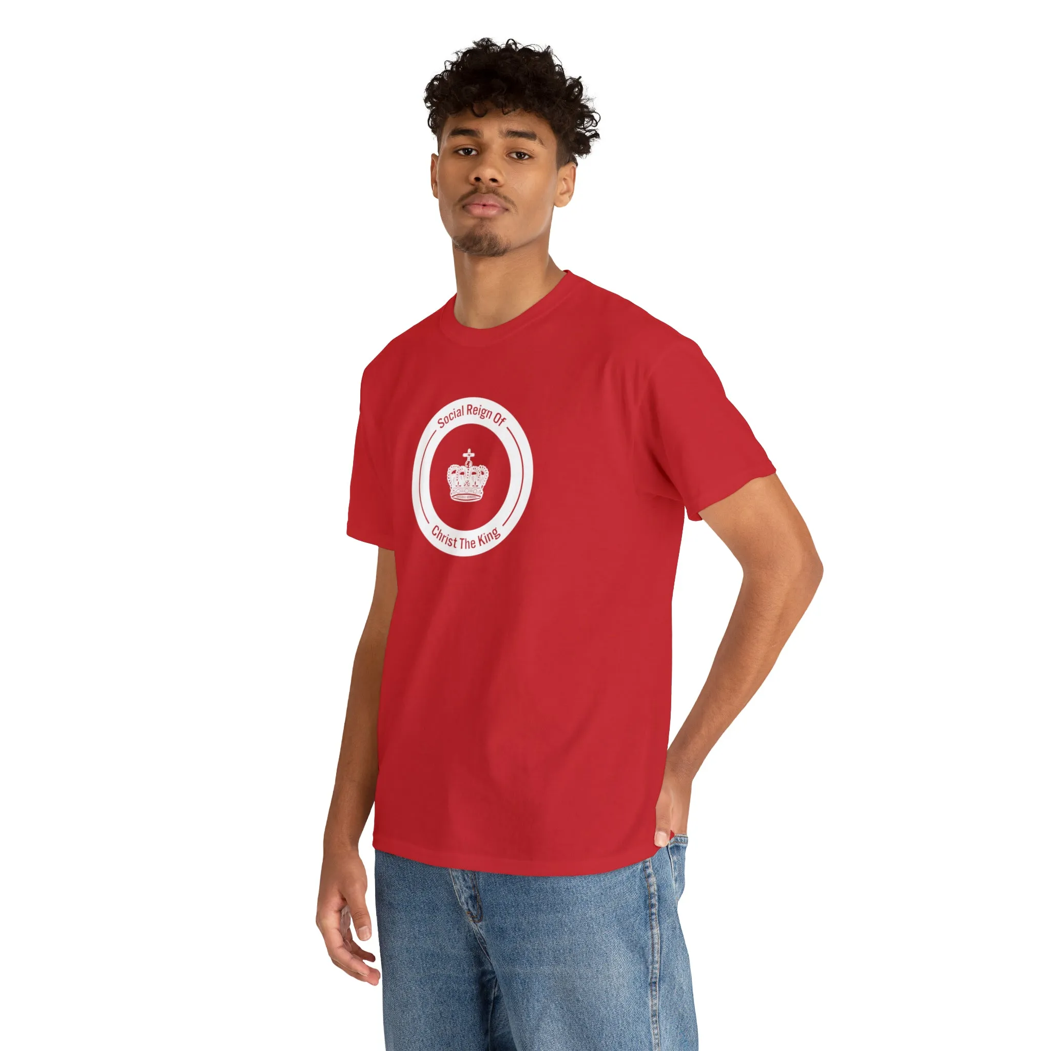 Social Reign of Christ the King woman's White Circle t-shirt
