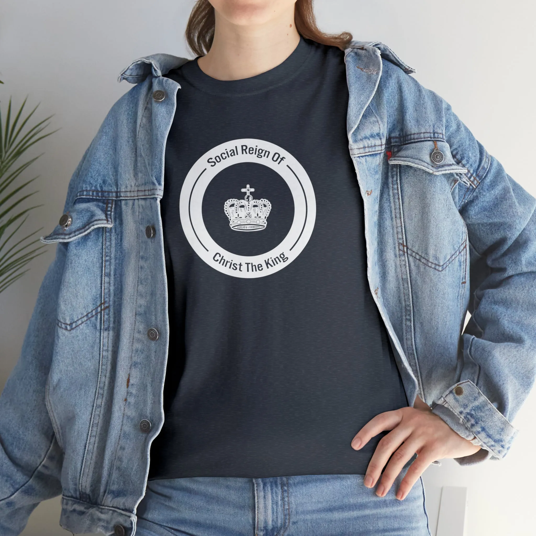 Social Reign of Christ the King woman's White Circle t-shirt