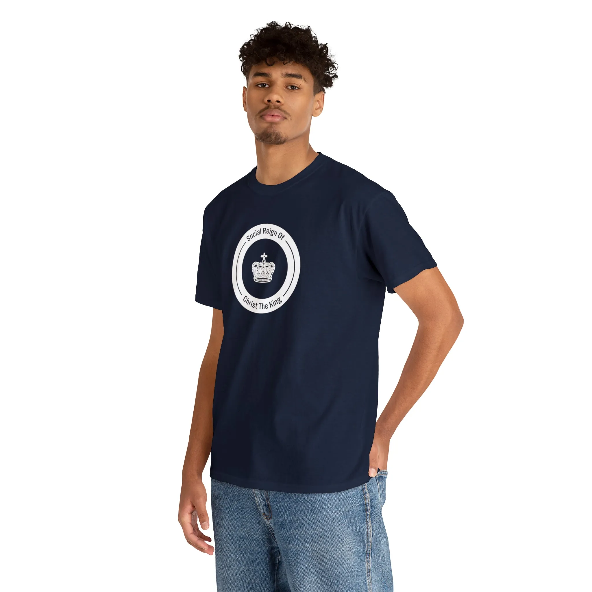 Social Reign of Christ the King woman's White Circle t-shirt
