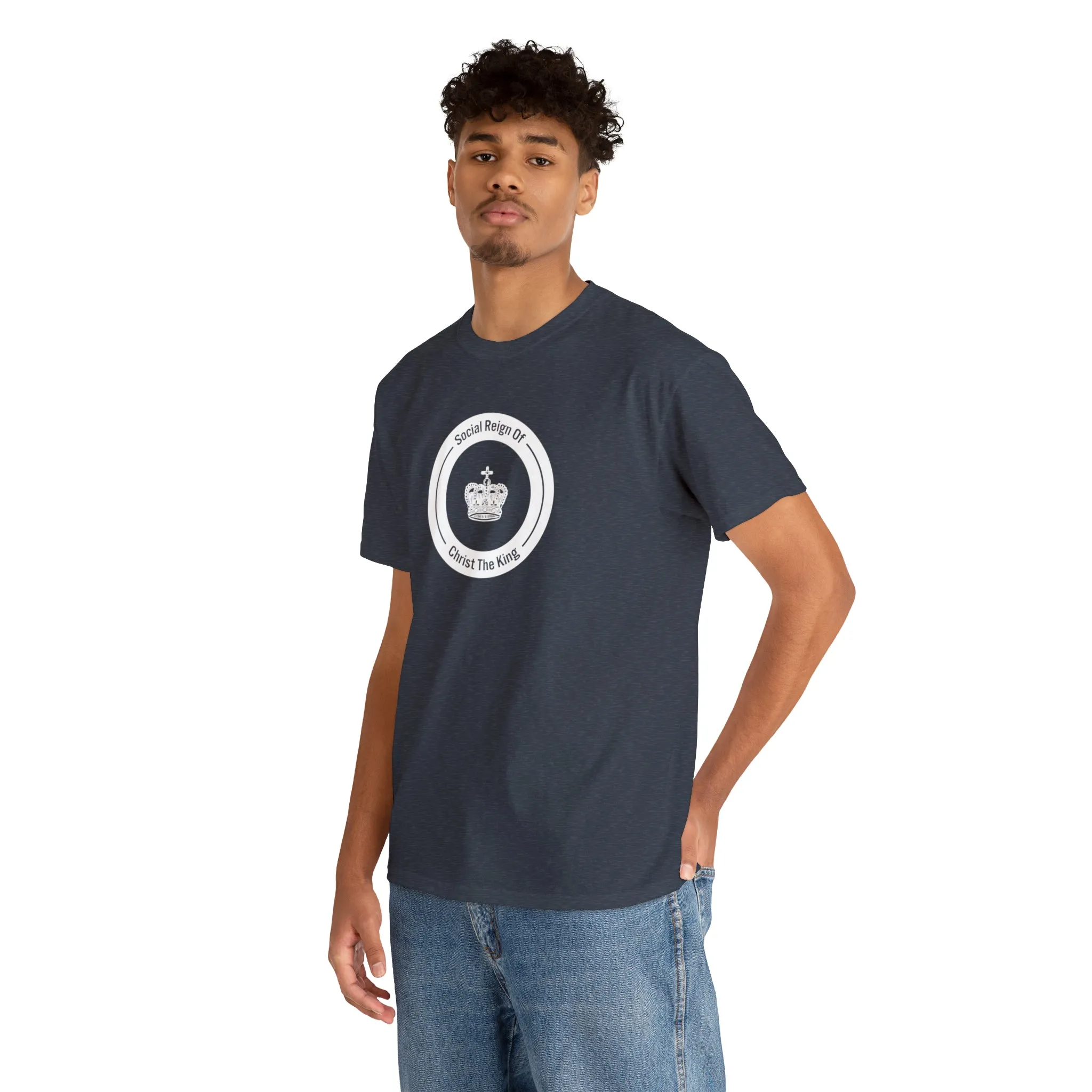 Social Reign of Christ the King woman's White Circle t-shirt