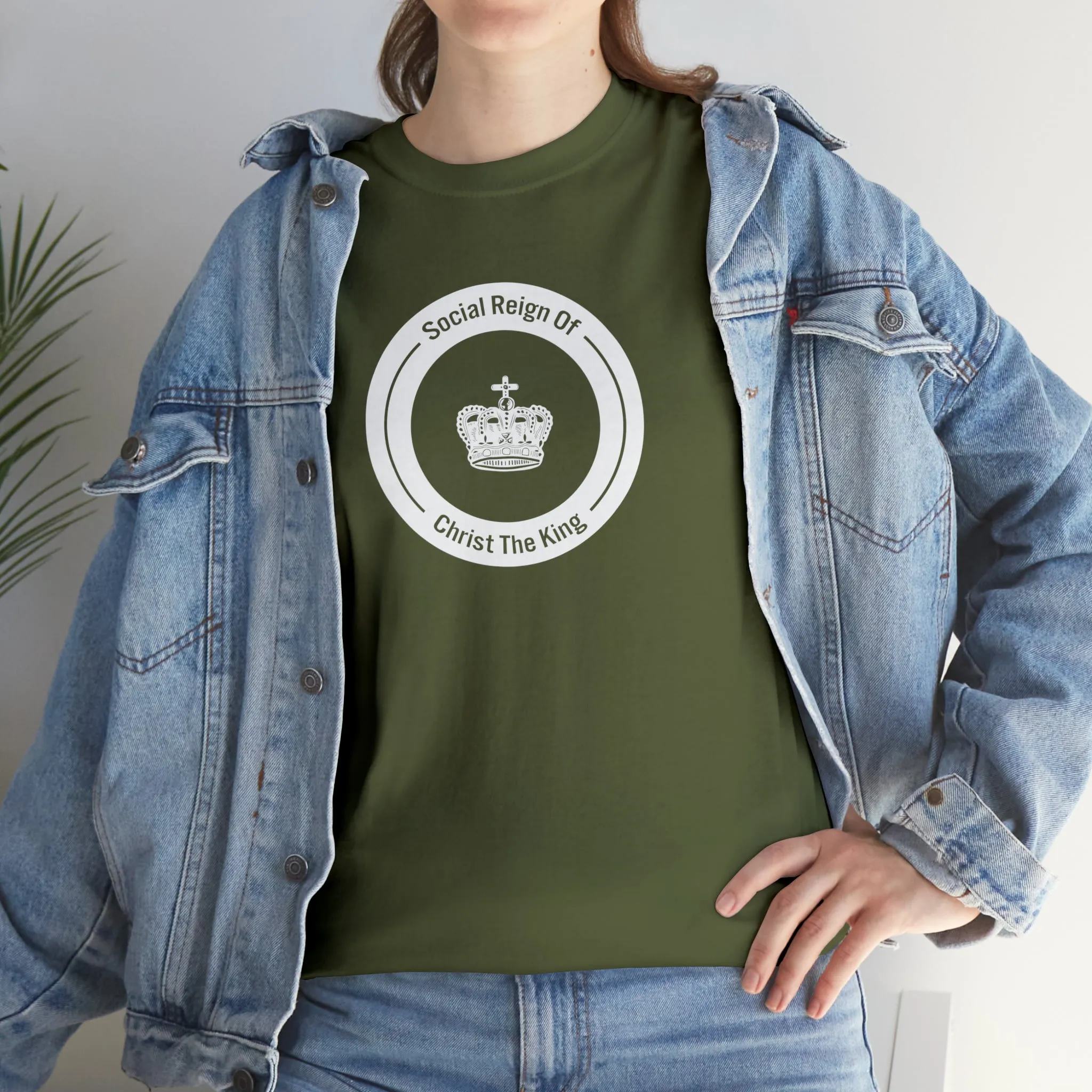 Social Reign of Christ the King woman's White Circle t-shirt
