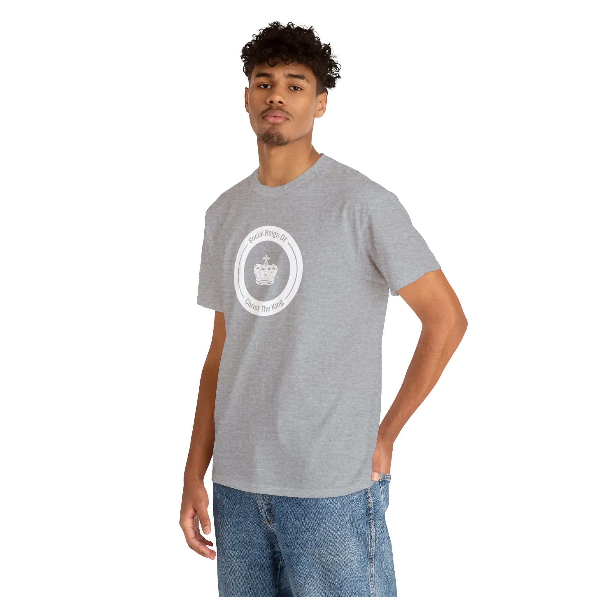 Social Reign of Christ the King woman's White Circle t-shirt