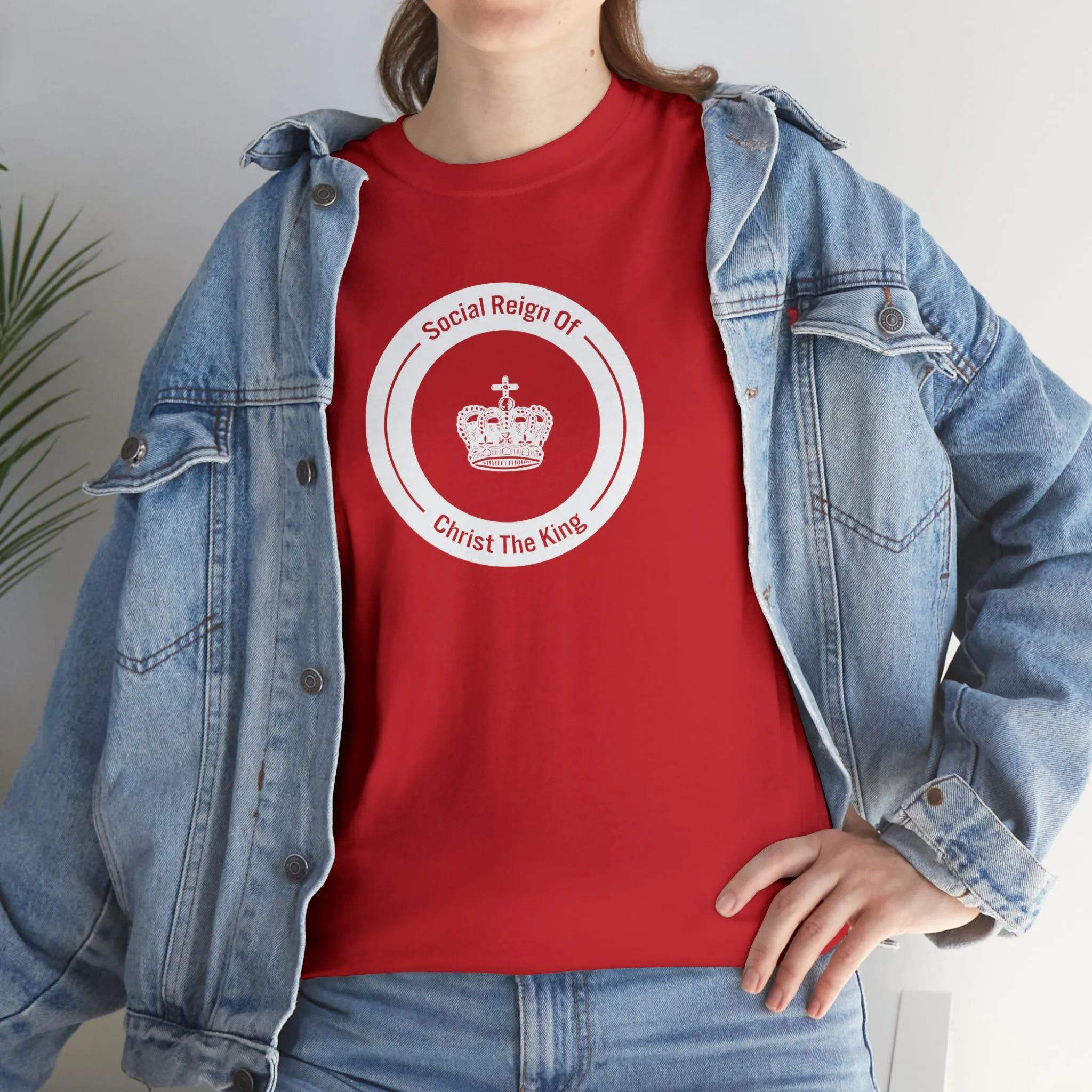 Social Reign of Christ the King woman's White Circle t-shirt