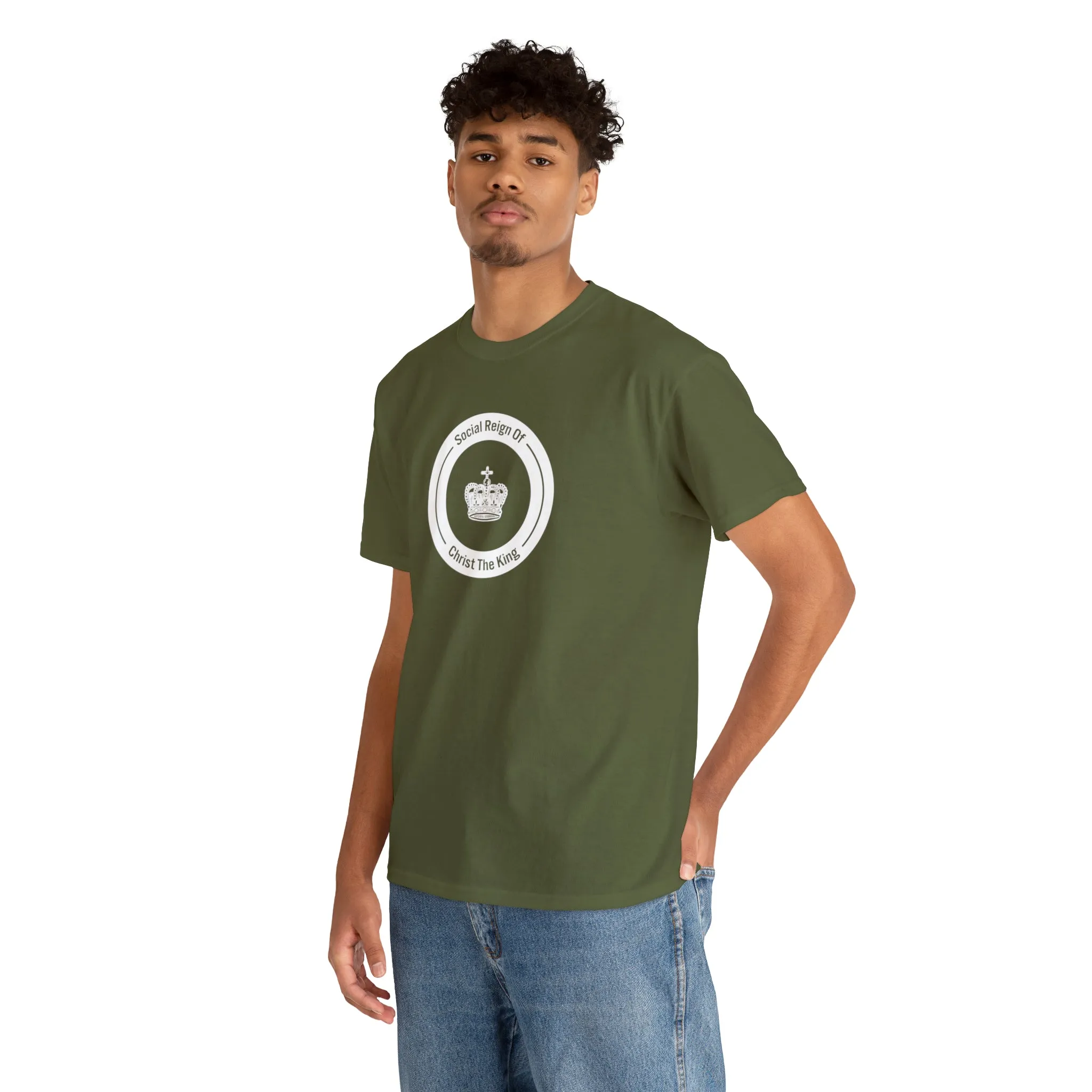 Social Reign of Christ the King woman's White Circle t-shirt