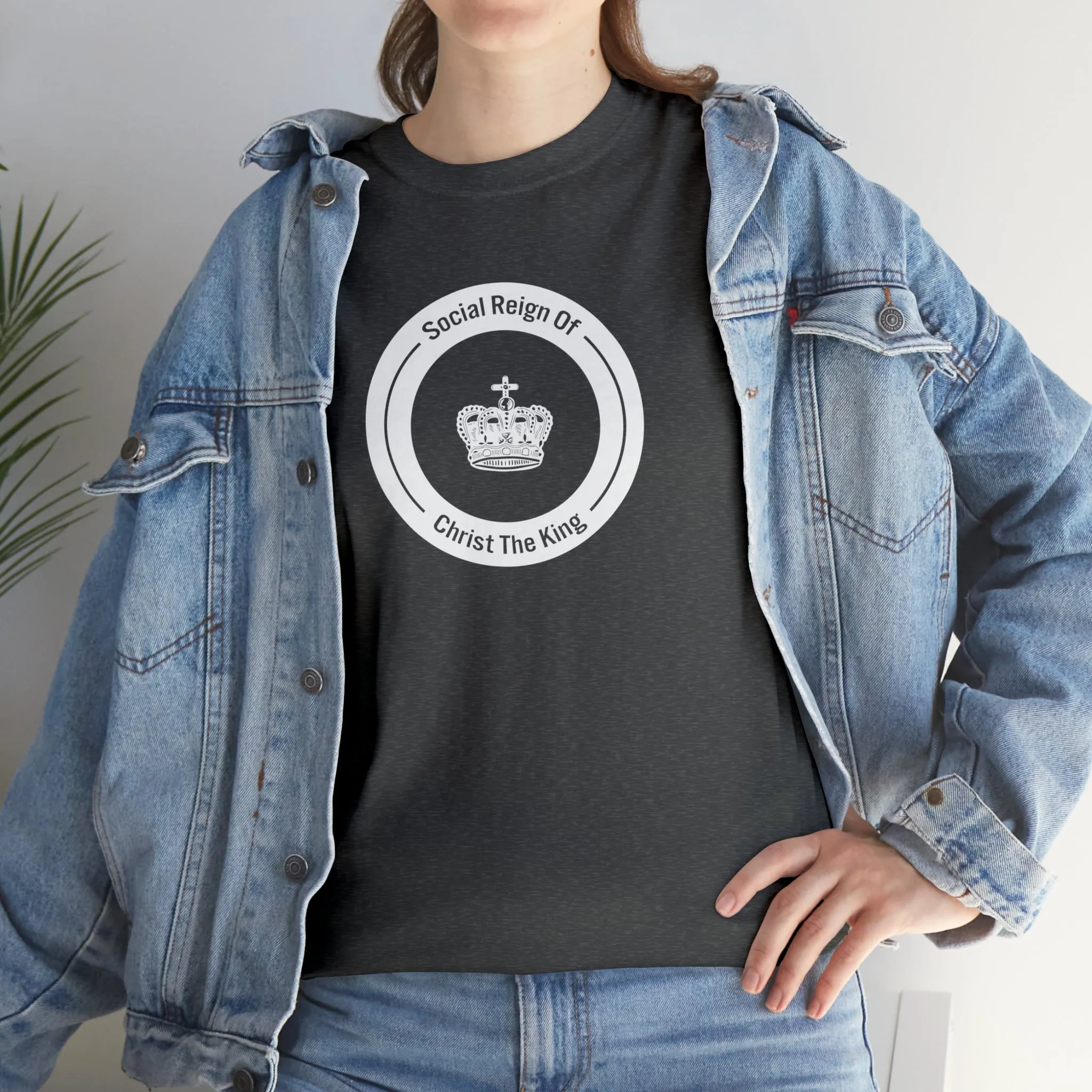 Social Reign of Christ the King woman's White Circle t-shirt