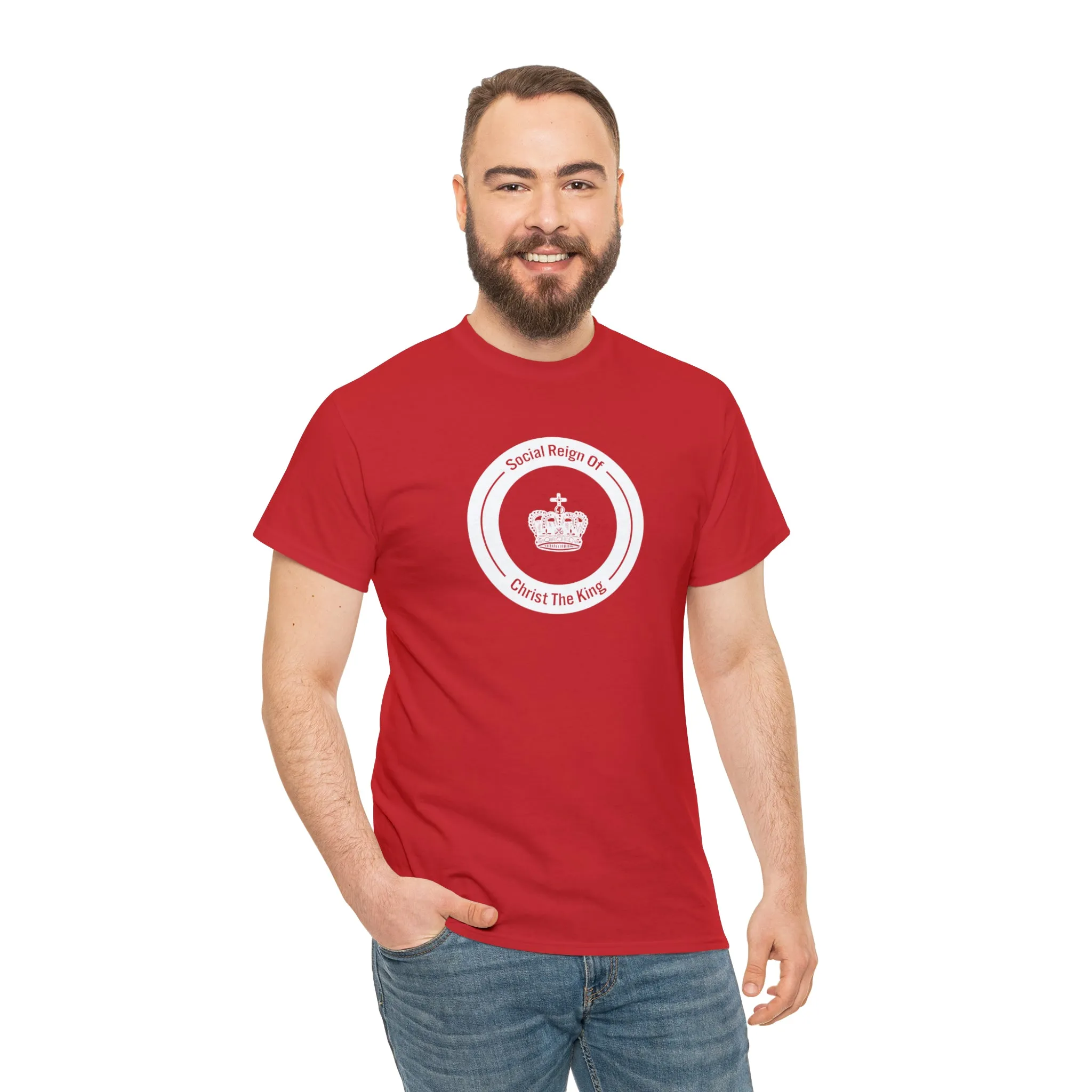 Social Reign of Christ the King woman's White Circle t-shirt