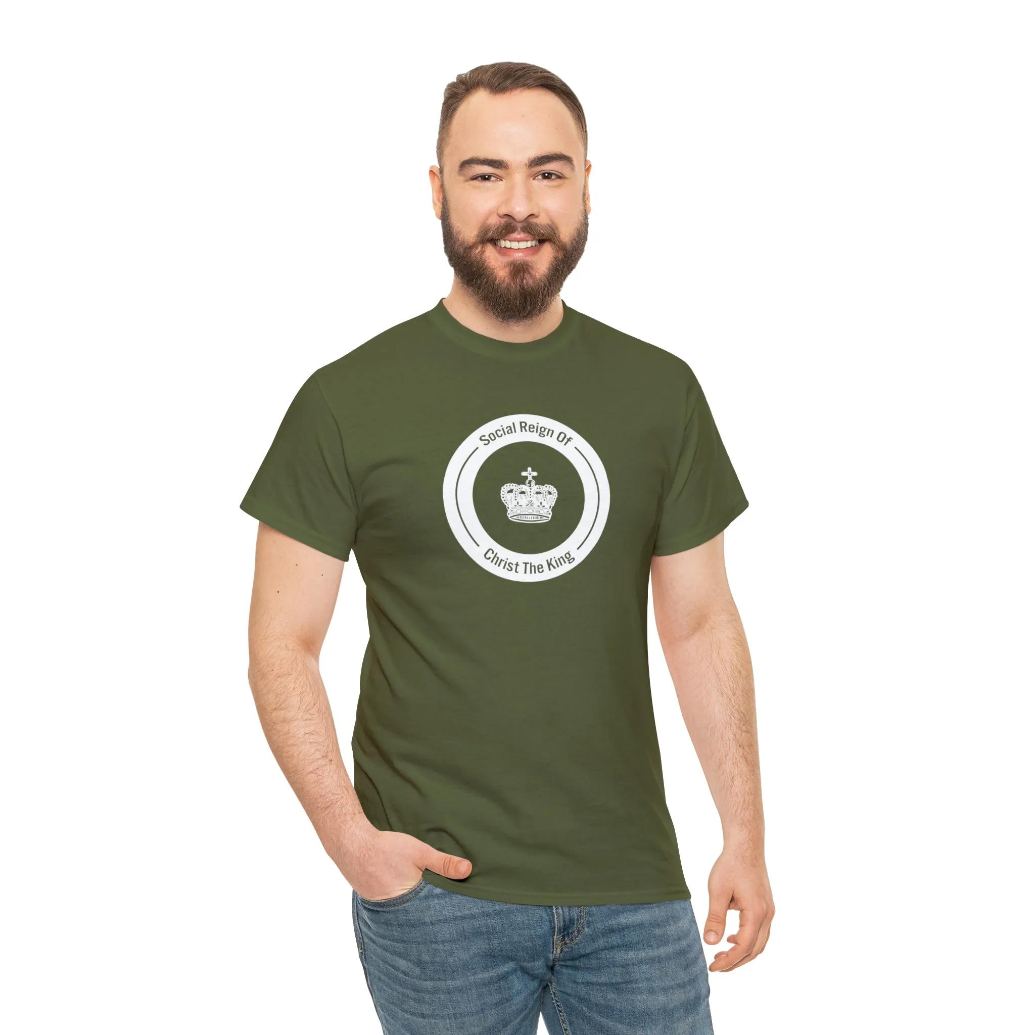 Social Reign of Christ the King woman's White Circle t-shirt