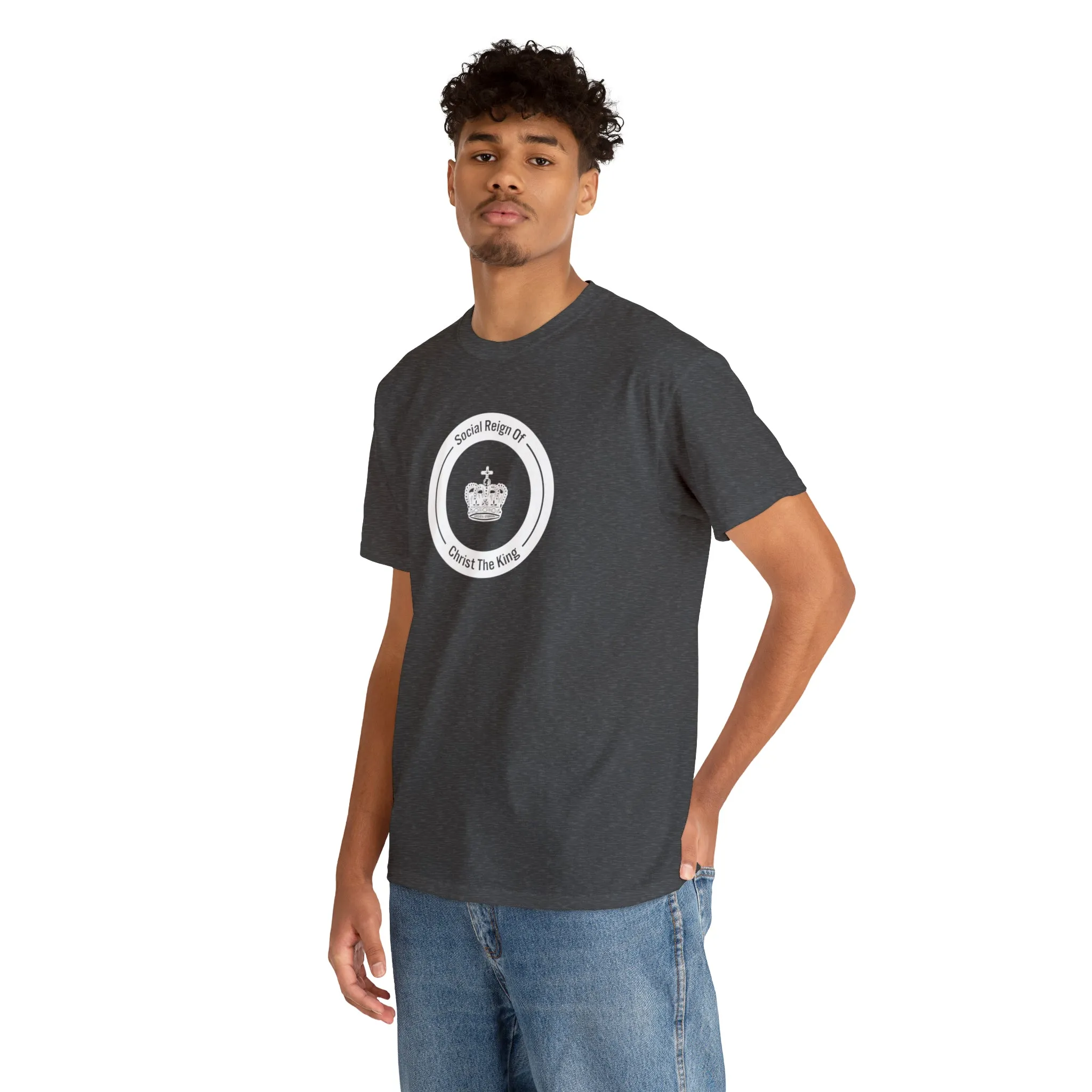Social Reign of Christ the King woman's White Circle t-shirt