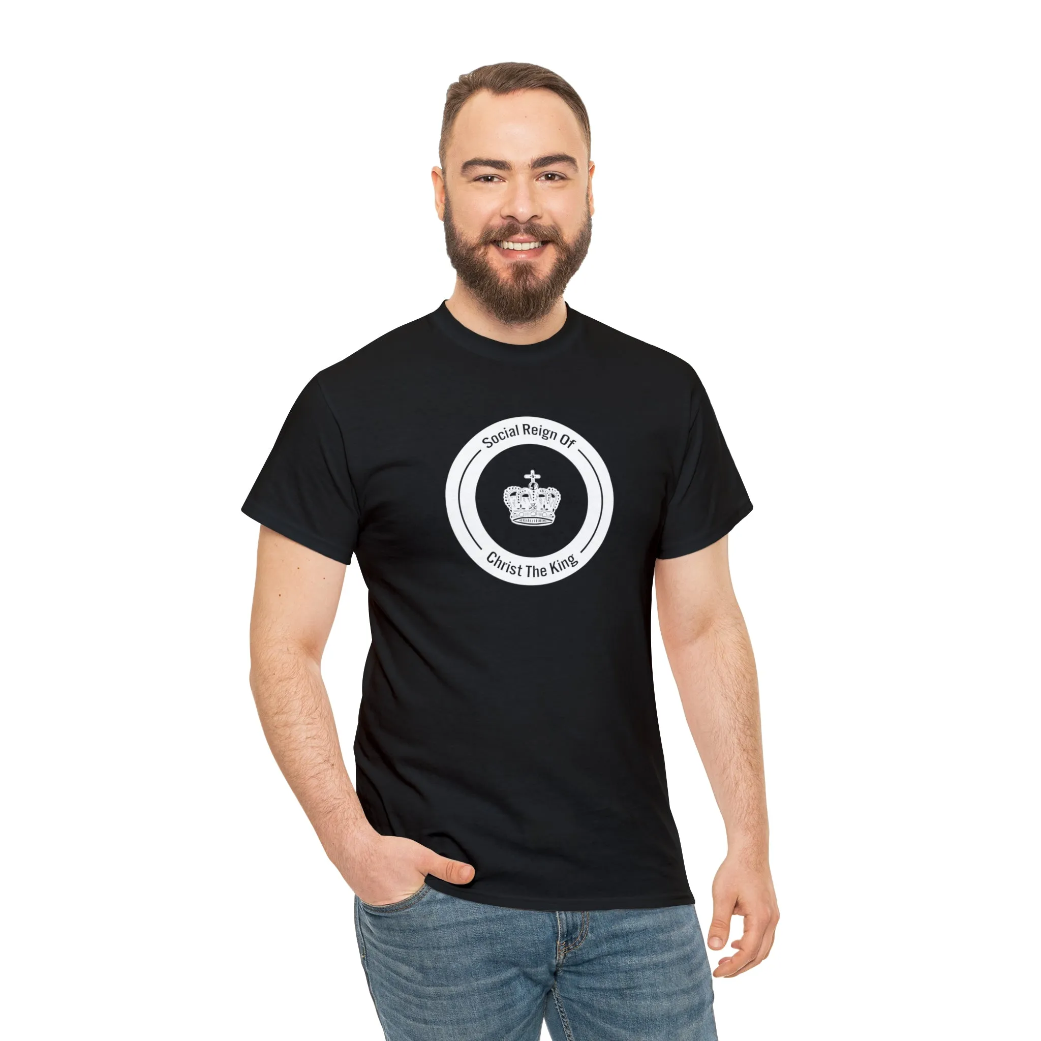 Social Reign of Christ the King woman's White Circle t-shirt