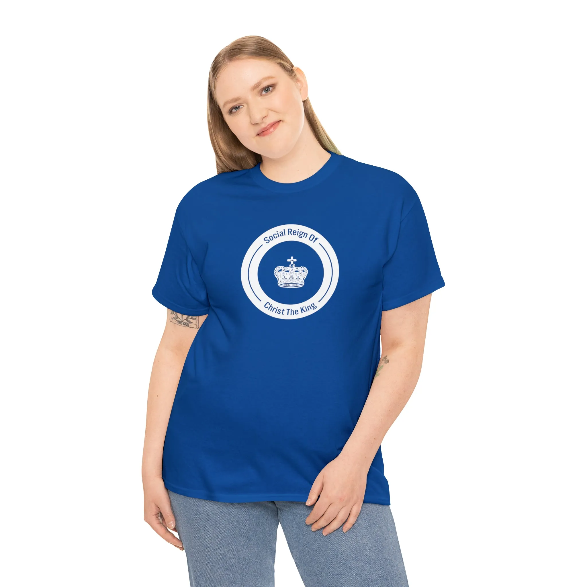 Social Reign of Christ the King woman's White Circle t-shirt