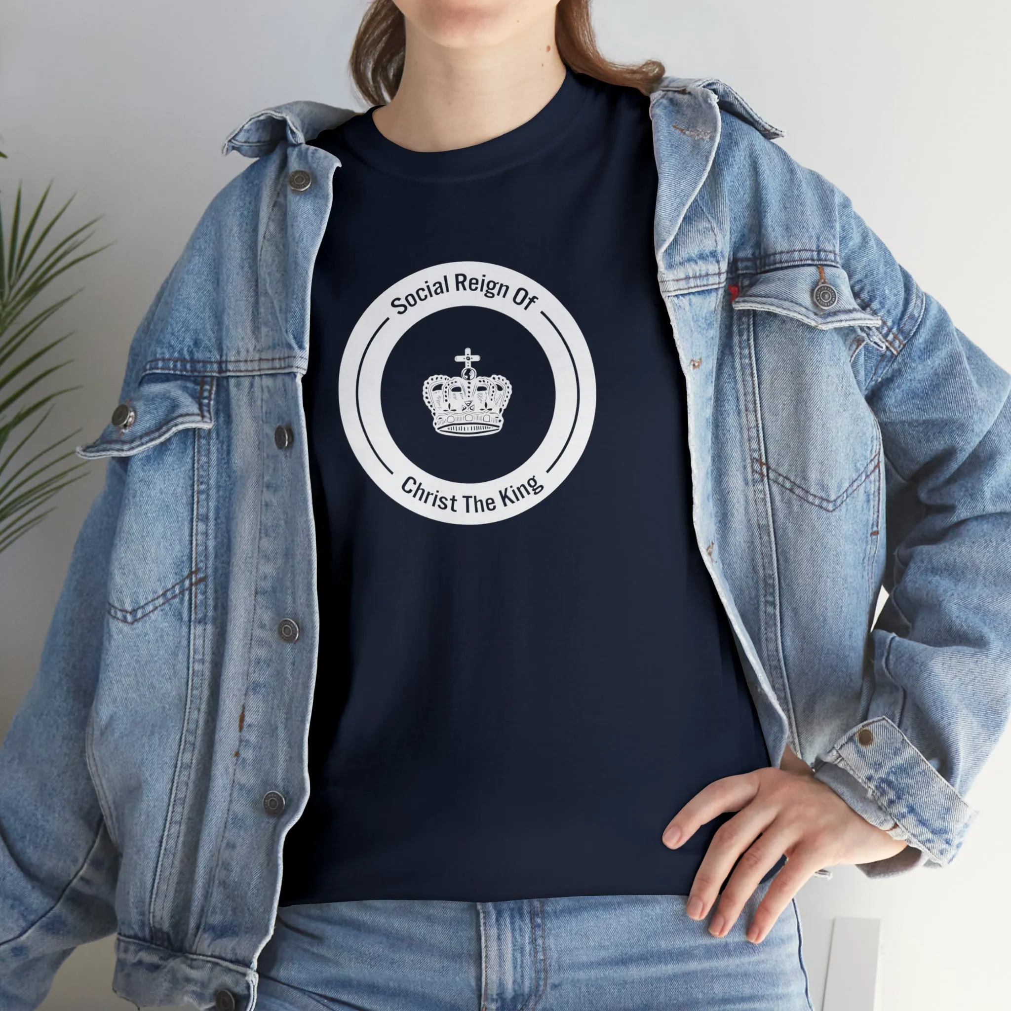 Social Reign of Christ the King woman's White Circle t-shirt