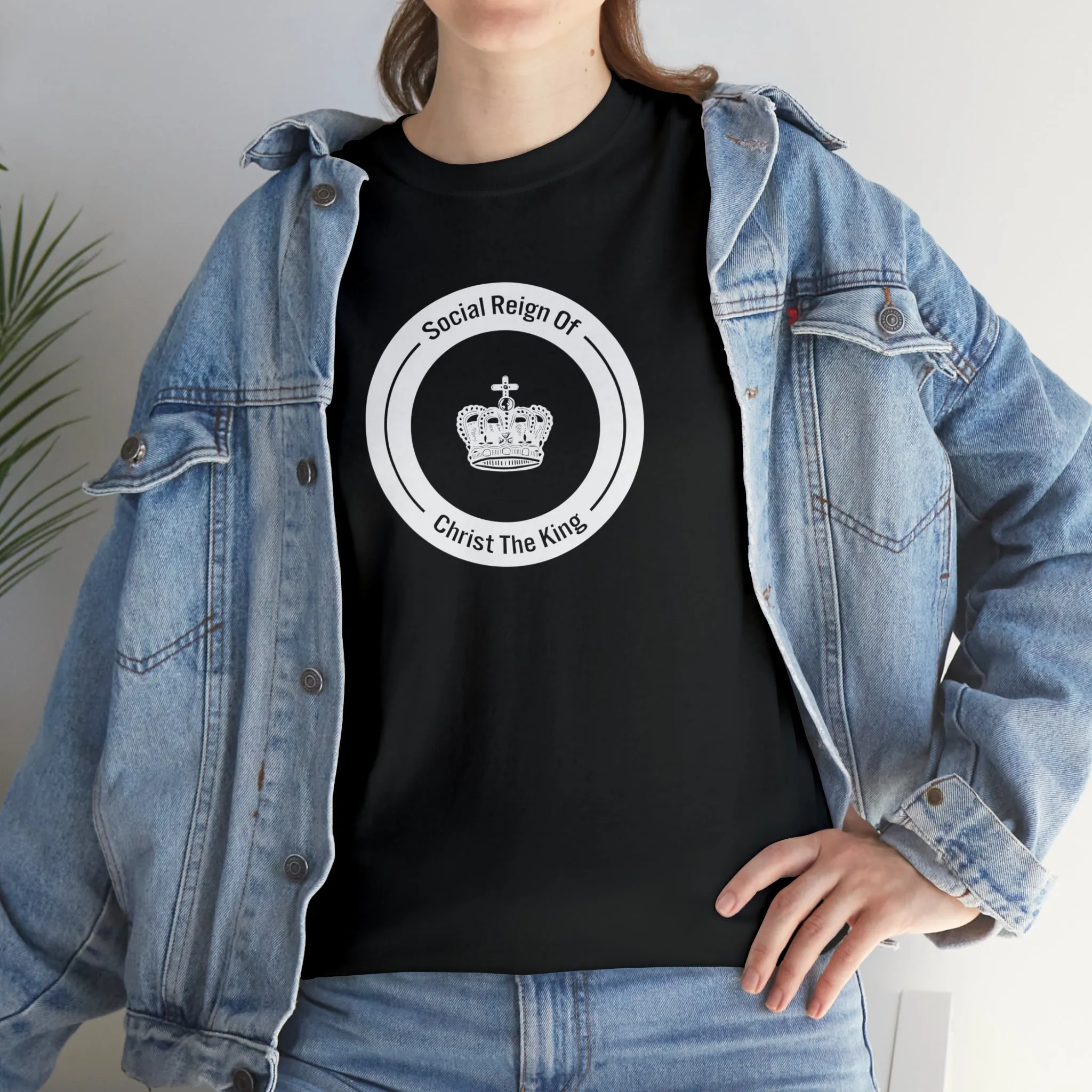 Social Reign of Christ the King woman's White Circle t-shirt