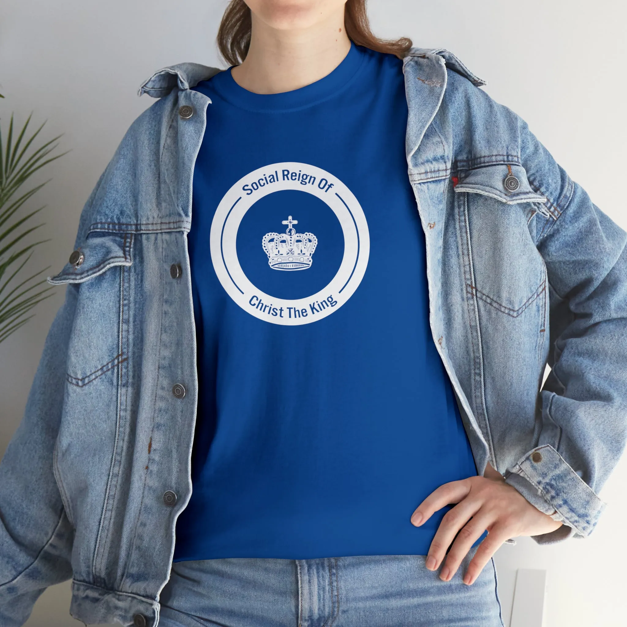 Social Reign of Christ the King woman's White Circle t-shirt
