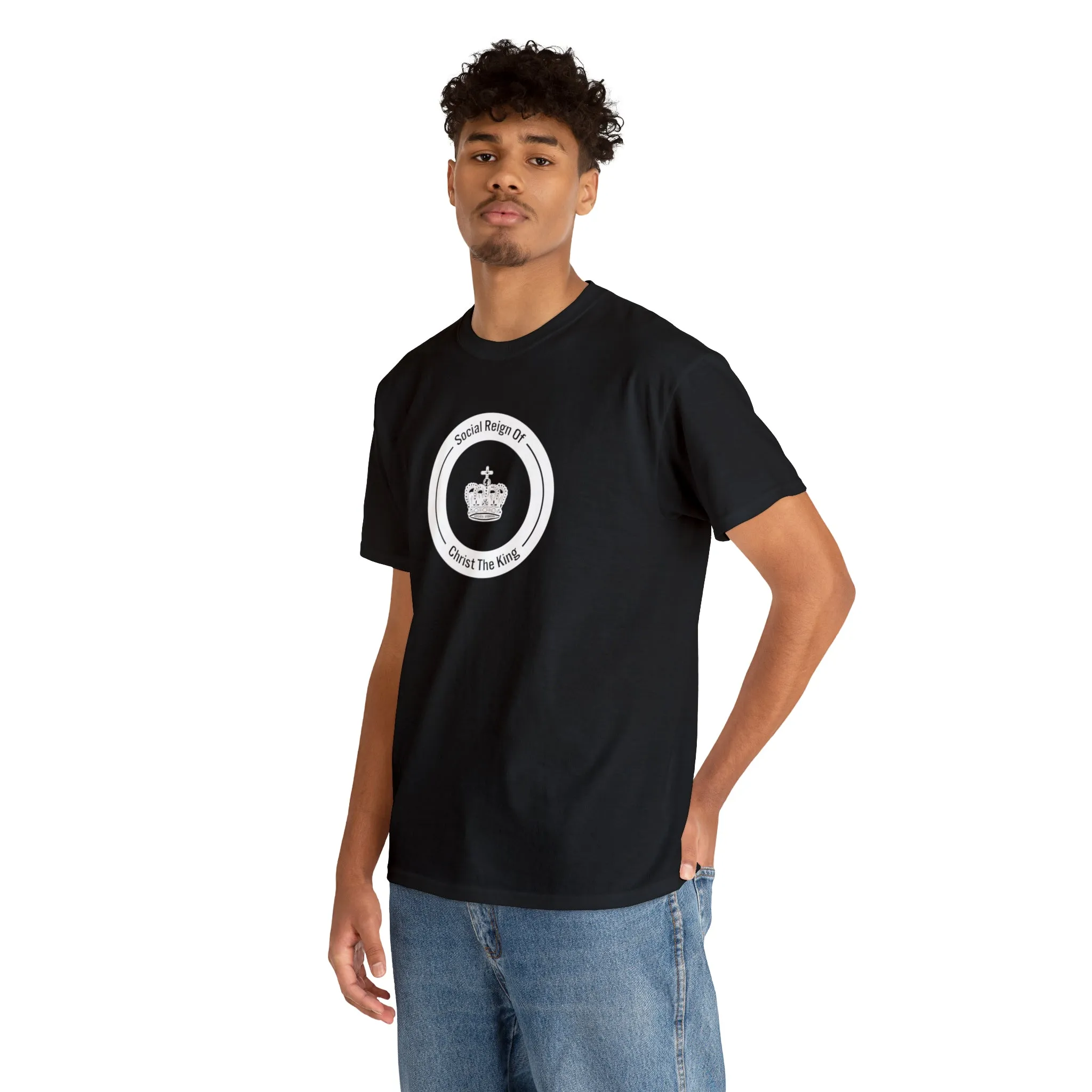 Social Reign of Christ the King woman's White Circle t-shirt