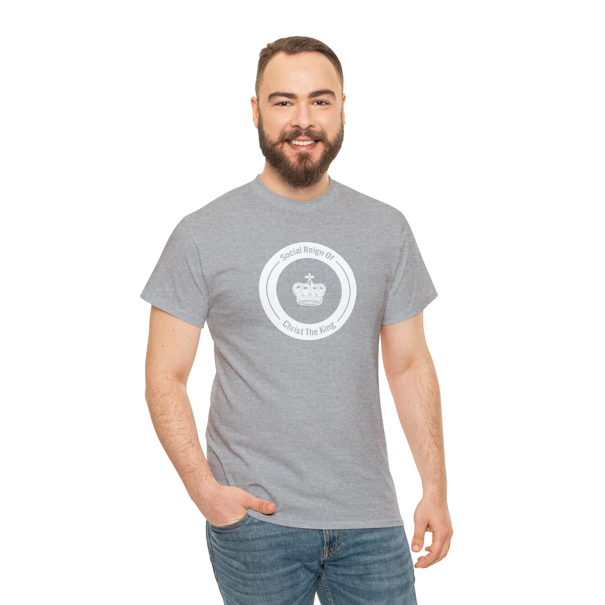Social Reign of Christ the King woman's White Circle t-shirt