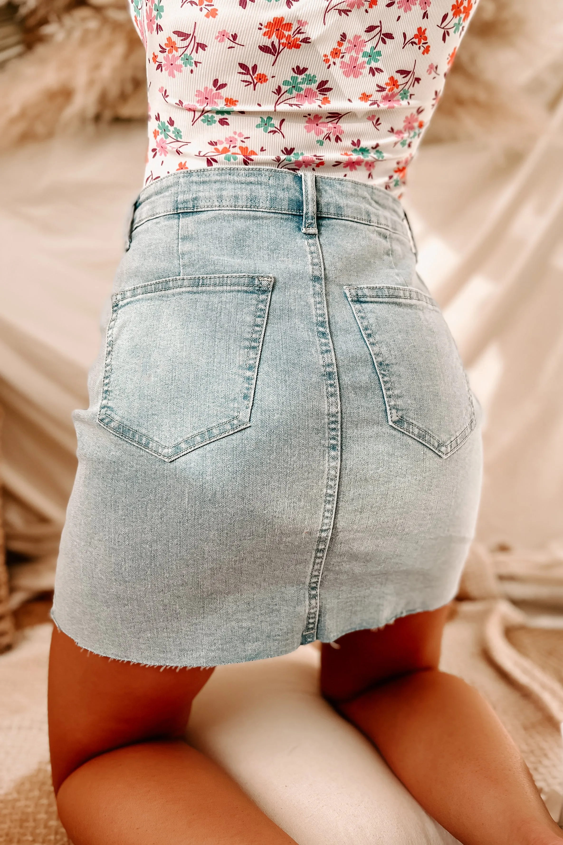 Stay Ready Denim Skirt (Light Denim)