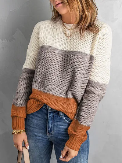 Stella Color Block Dropped Shoulder Sweater