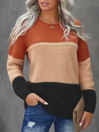 Stella Color Block Dropped Shoulder Sweater