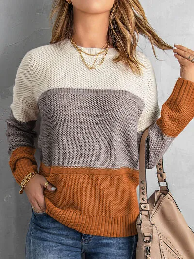 Stella Color Block Dropped Shoulder Sweater