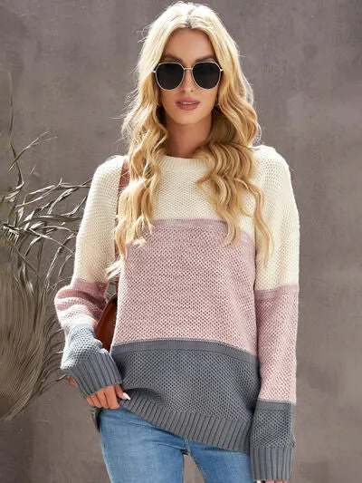 Stella Color Block Dropped Shoulder Sweater