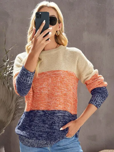 Stella Color Block Dropped Shoulder Sweater