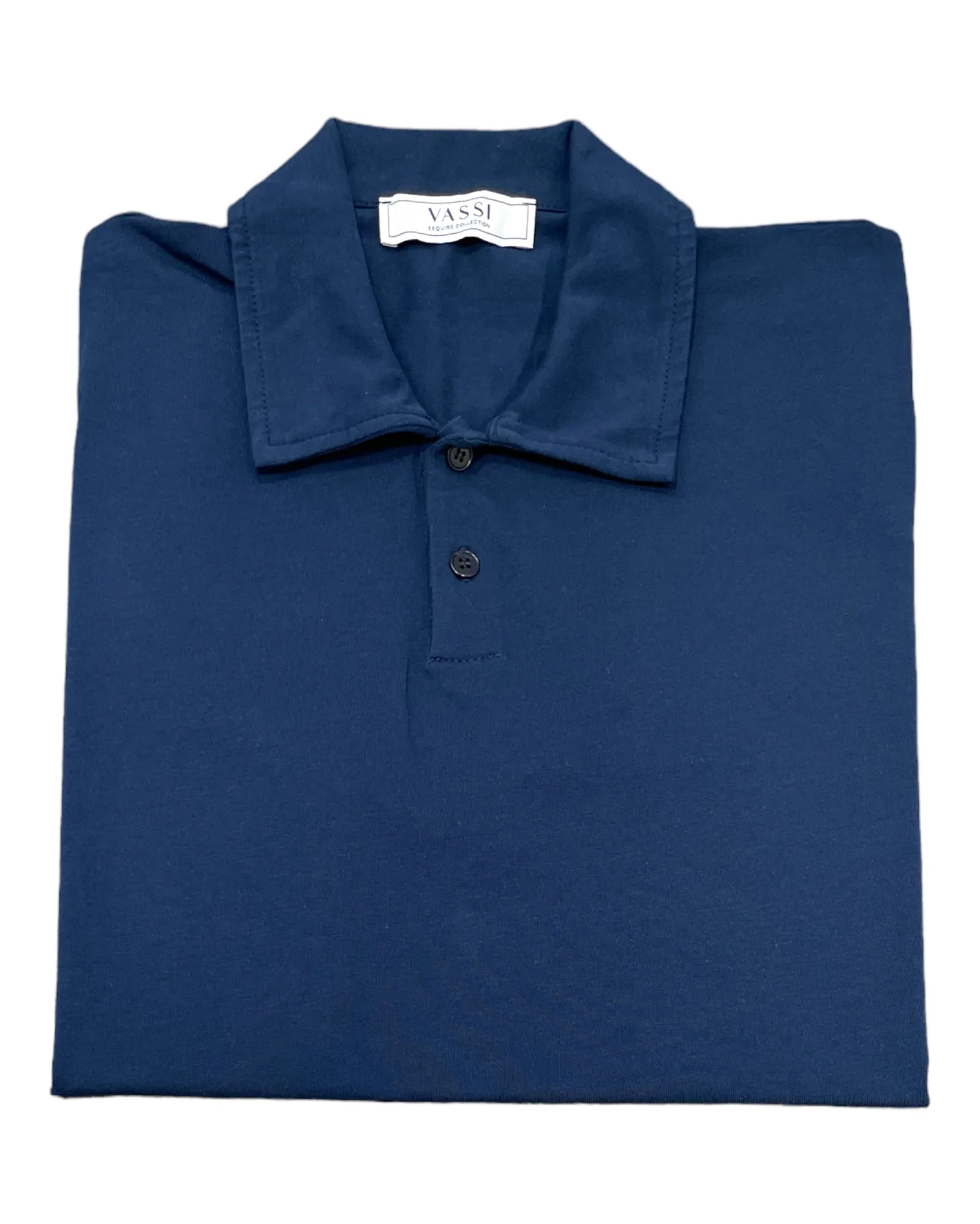 Stretch Cotton Polo T-Shirt - Navy