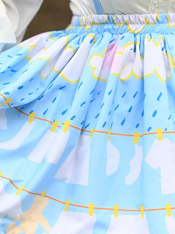 Sweet Lolita Overskirt Lace Light Sky Blue Tea Party Daily Casual Sweet Lolita Skirts