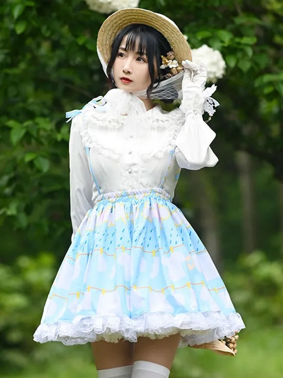 Sweet Lolita Overskirt Lace Light Sky Blue Tea Party Daily Casual Sweet Lolita Skirts