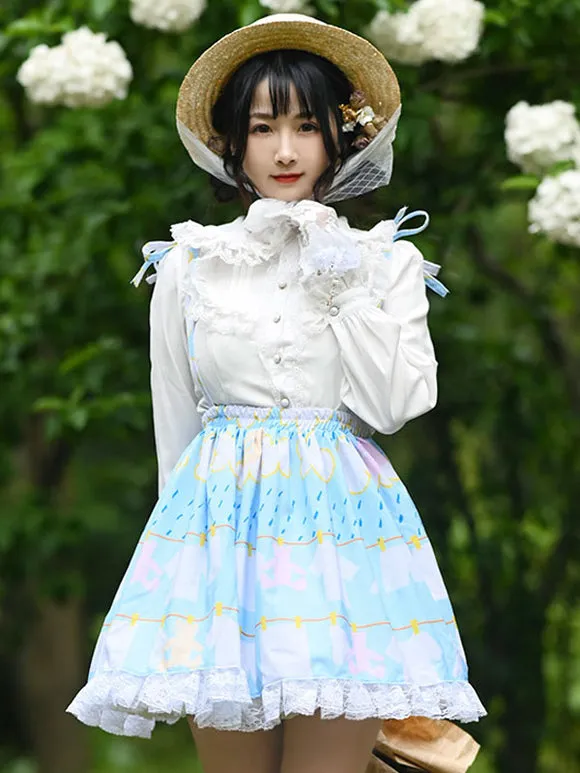 Sweet Lolita Overskirt Lace Light Sky Blue Tea Party Daily Casual Sweet Lolita Skirts